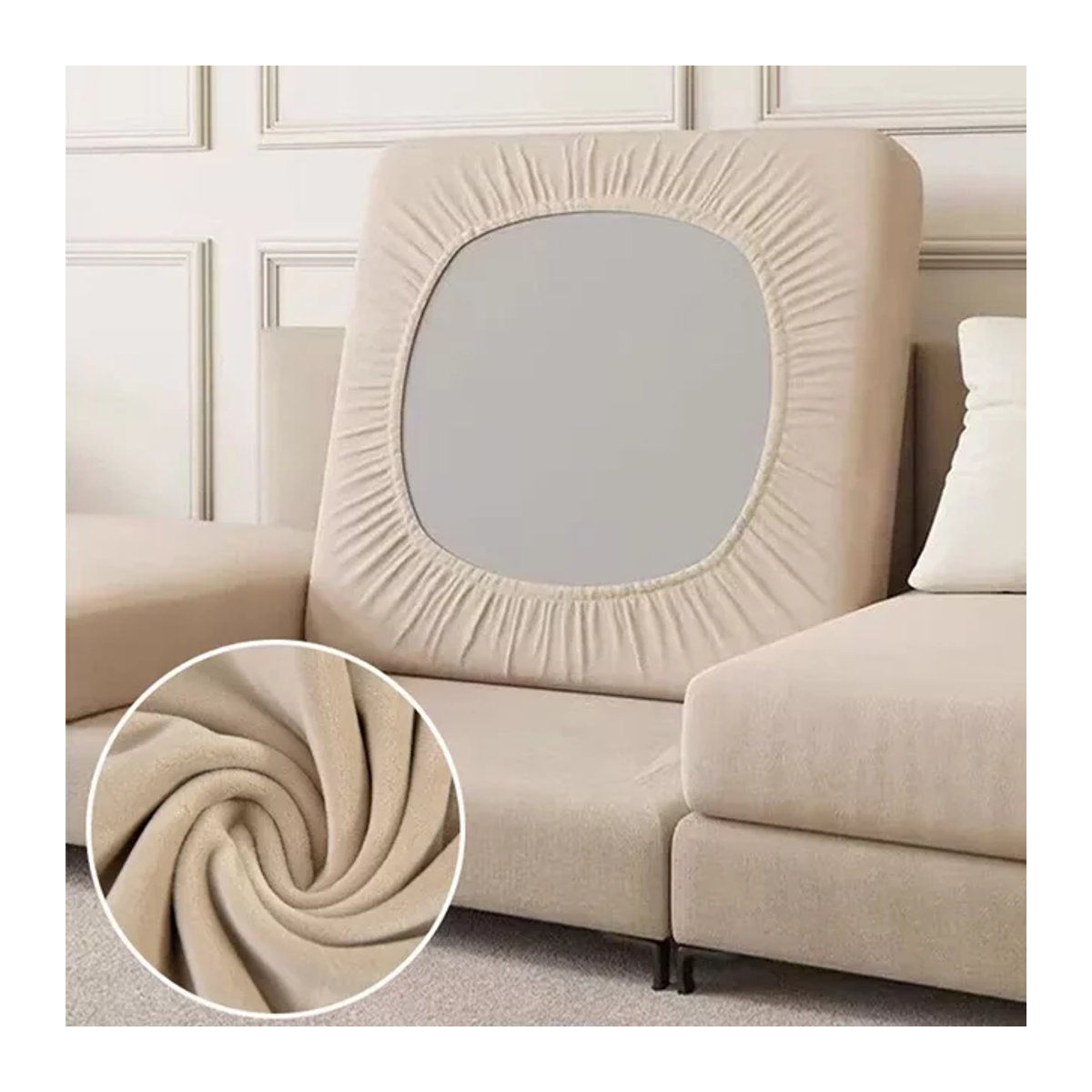 BRHUIXUE Anti-Schmutz-Samt-Sofabezug als elastischer Schonbezug für Sofa und Stühle in Blau oder Beige - Bild 1