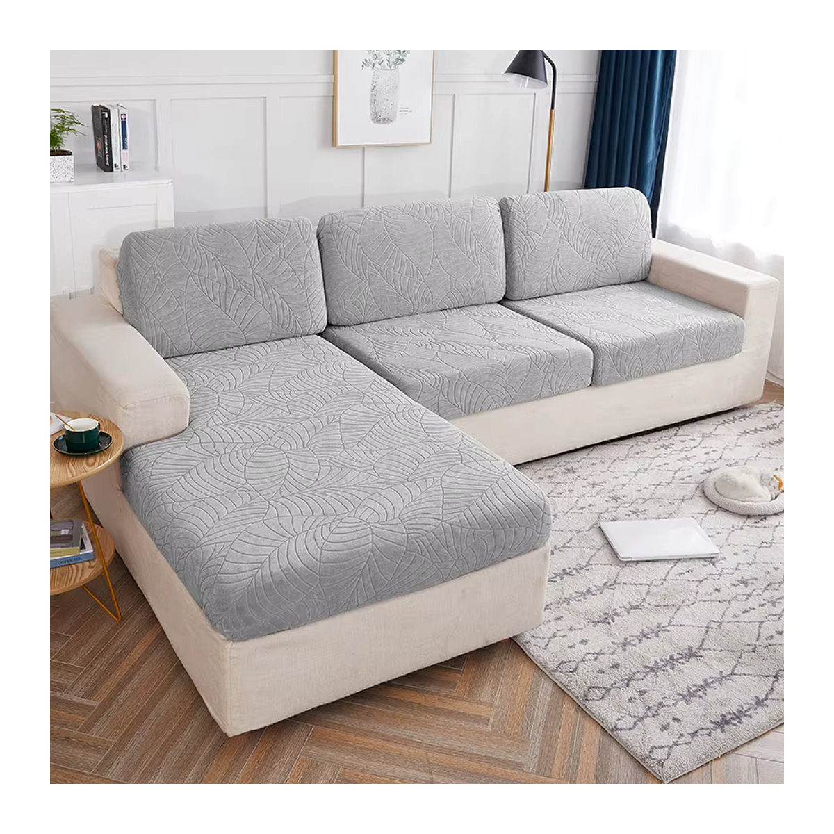 BRHUIXUE Wasserdichter Jacquard-Sofabezug in Braun oder Grau, elastischer und abnehmbarer Sofa-Schonbezug zum Schutz vor Haustierkratzern - Bild 4