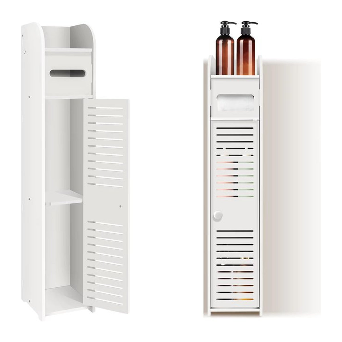 BRIEFNESS Badezimmerschrank als hohes und schlankes Regal in Weiß aus MDF - Bild 1