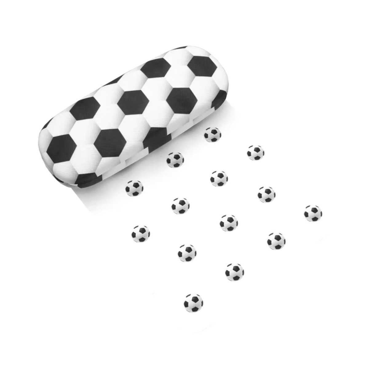 Brillenetui mit Basketball und Fußball Muster in Bunt mit Schutzglas und Stofffutter - Bild 3