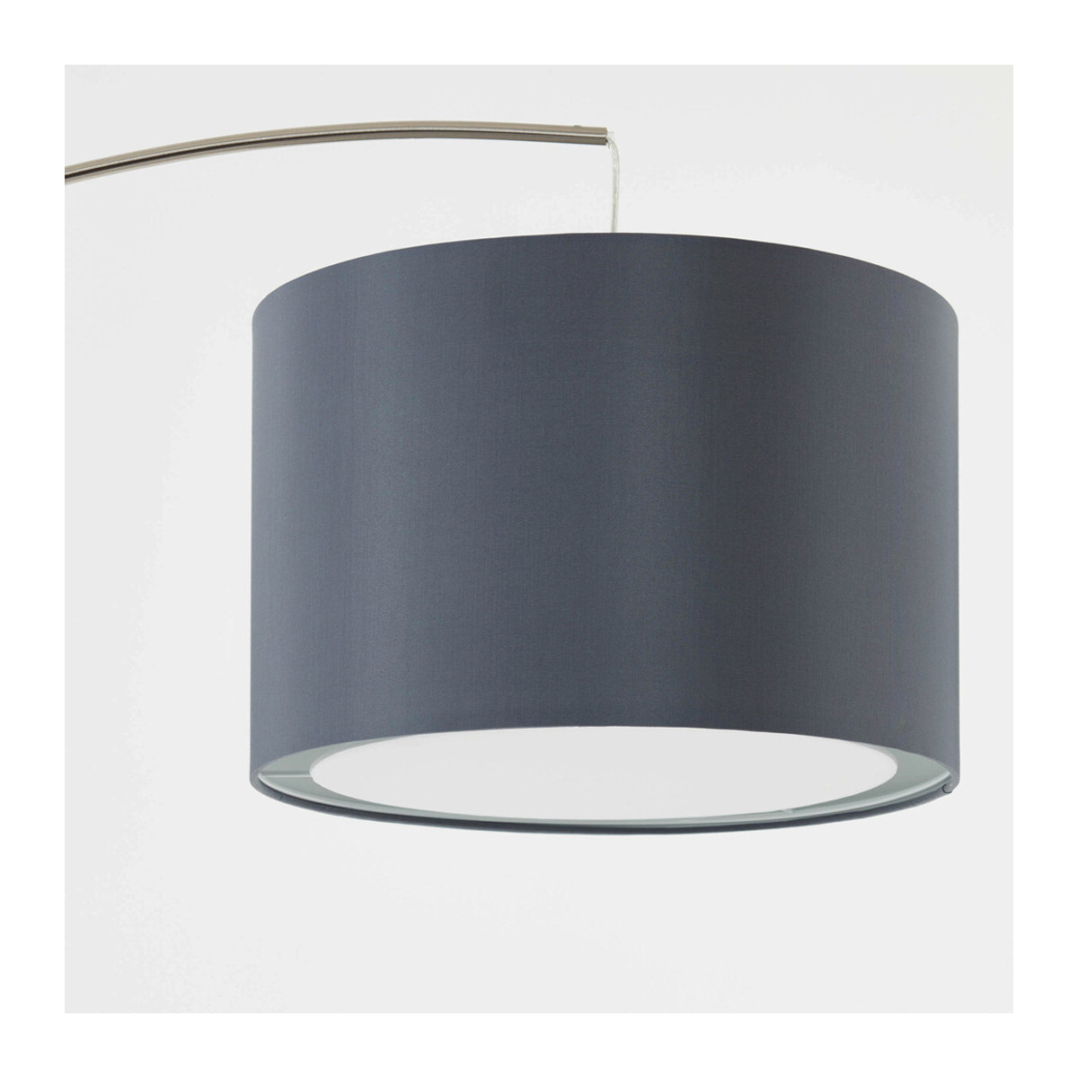 Brilliant Bogen-Stehleuchte Claire in Nickel matt Grau aus Metall und Stoff mit E27 Fassung B/H/T: 36 x 180 x 113 cm - Bild 2