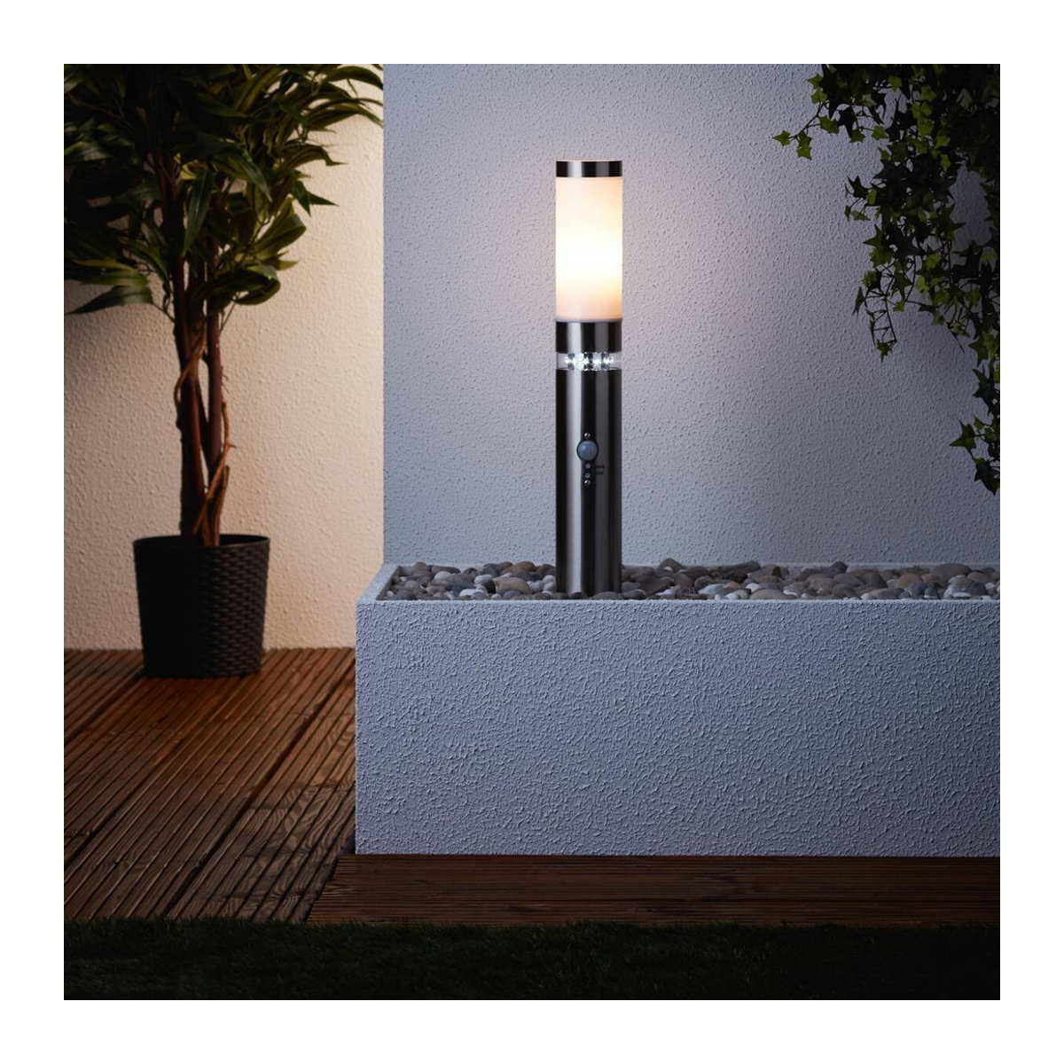 Brilliant Bole Außensockelleuchte mit Bewegungsmelder aus Edelstahl, E27, IP44, B/H/T: 7,5 x 50 x 7,5 cm - Bild 2