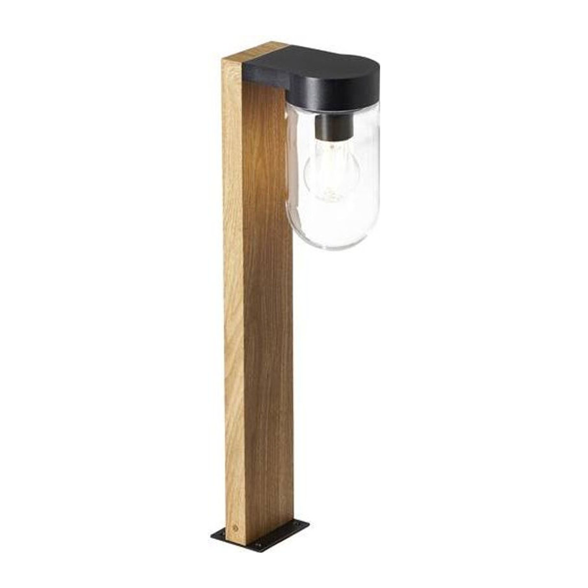 Brilliant Cabar Außenstandleuchte aus Holz und Metall, Schwarz/Dunkelholz, E27, IP44, Höhe: 55 cm - Bild 1