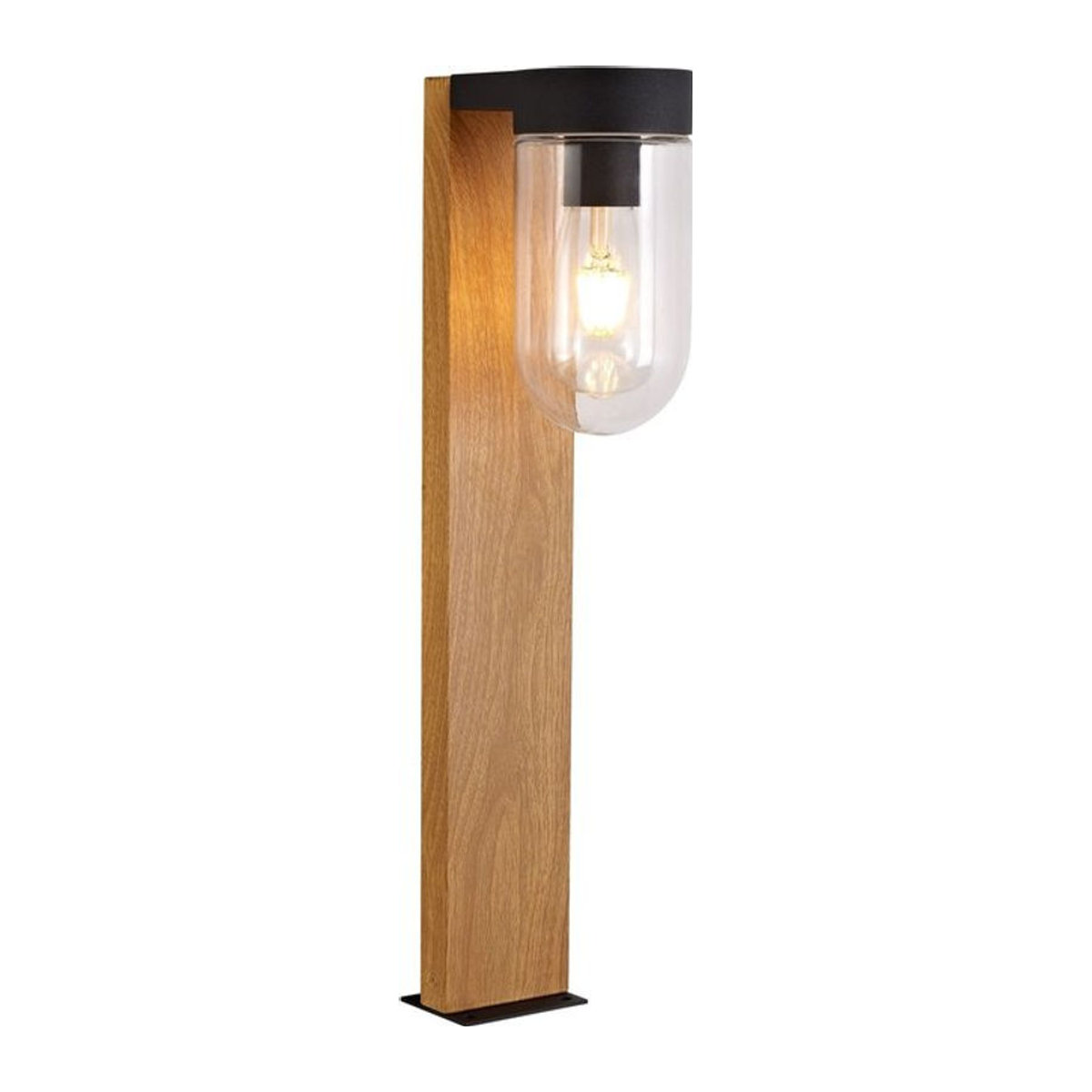 Brilliant Cabar Außenstandleuchte aus Holz und Metall, Schwarz/Dunkelholz, E27, IP44, Höhe: 55 cm - Bild 2