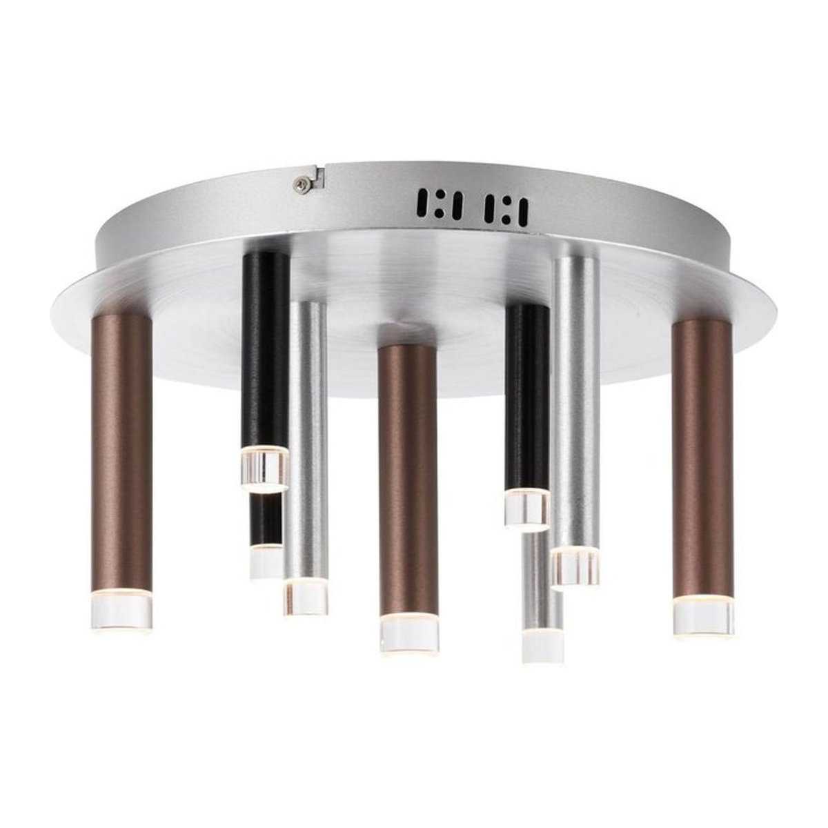 BRILLIANT Cembalo LED Deckenlampe Modern in Alu, Schwarz und Braun mit 9 integrierten Leuchtmitteln, 300lm, 3000K Warmweiß - Bild 1