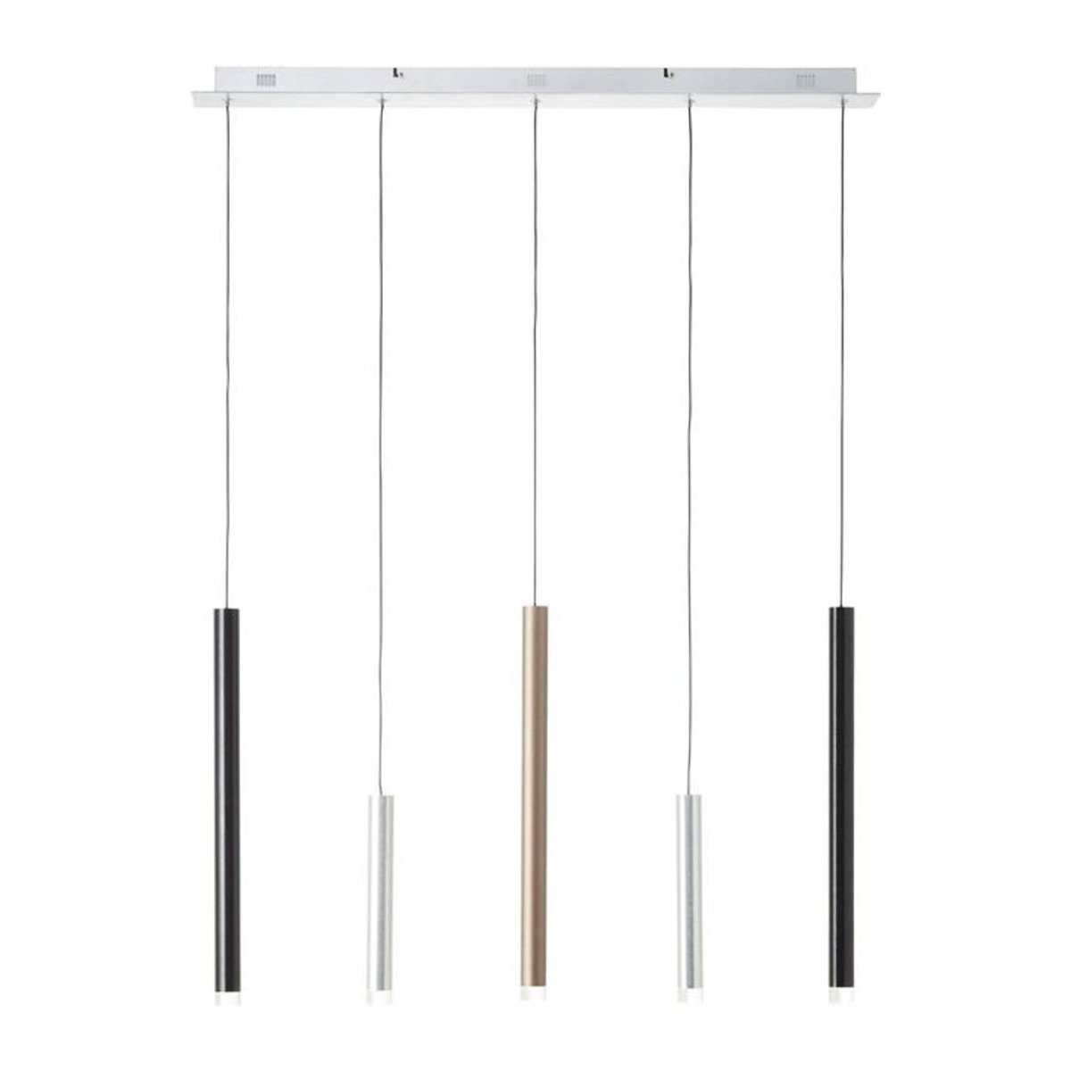BRILLIANT Cembalo LED Pendelleuchte 5-flügelig in Alu, Schwarz und Braun mit integrierten LEDs und warmweißem Licht - Bild 1