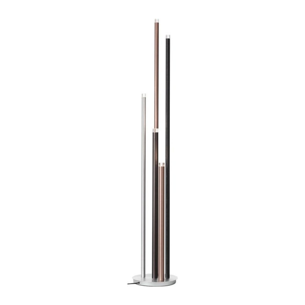 BRILLIANT Cembalo LED Standleuchte 5-flammig in Aluminium, Schwarz und Braun mit integrierten LEDs, 362lm, Warmweiß und stufenlosem Fußdimmer - Bild 1