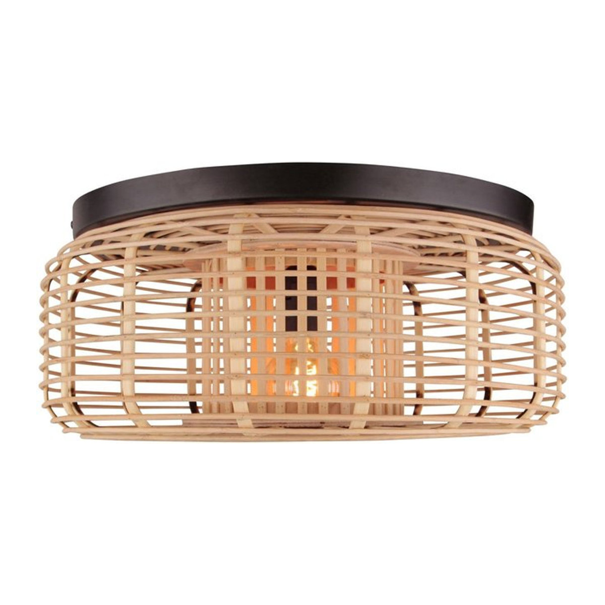 BRILLIANT Crosstown Deckenleuchte aus Bambus und Rattan in Schwarz und Natur, Durchmesser: 45 cm, E27 - Bild 1