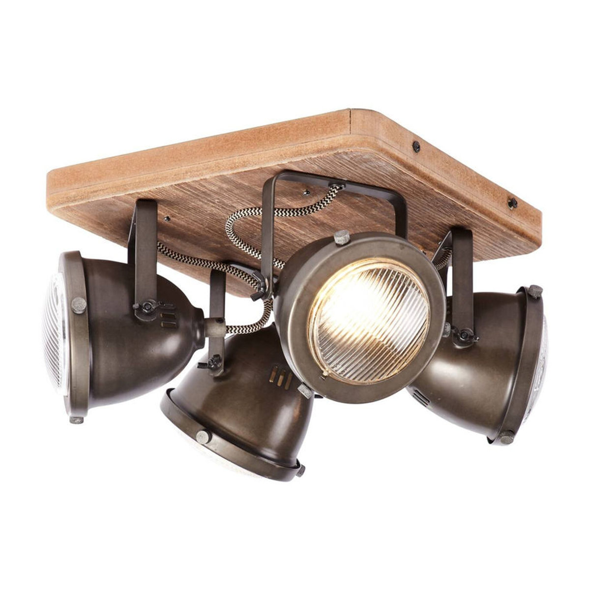 Brilliant Deckenleuchte Carmen Wood Deckenspot aus Holz und Metall in Braun und Edelstahl mit 4 GU10 Fassungen B/H/T: 29 x 20 x 17,5 cm - Bild 1