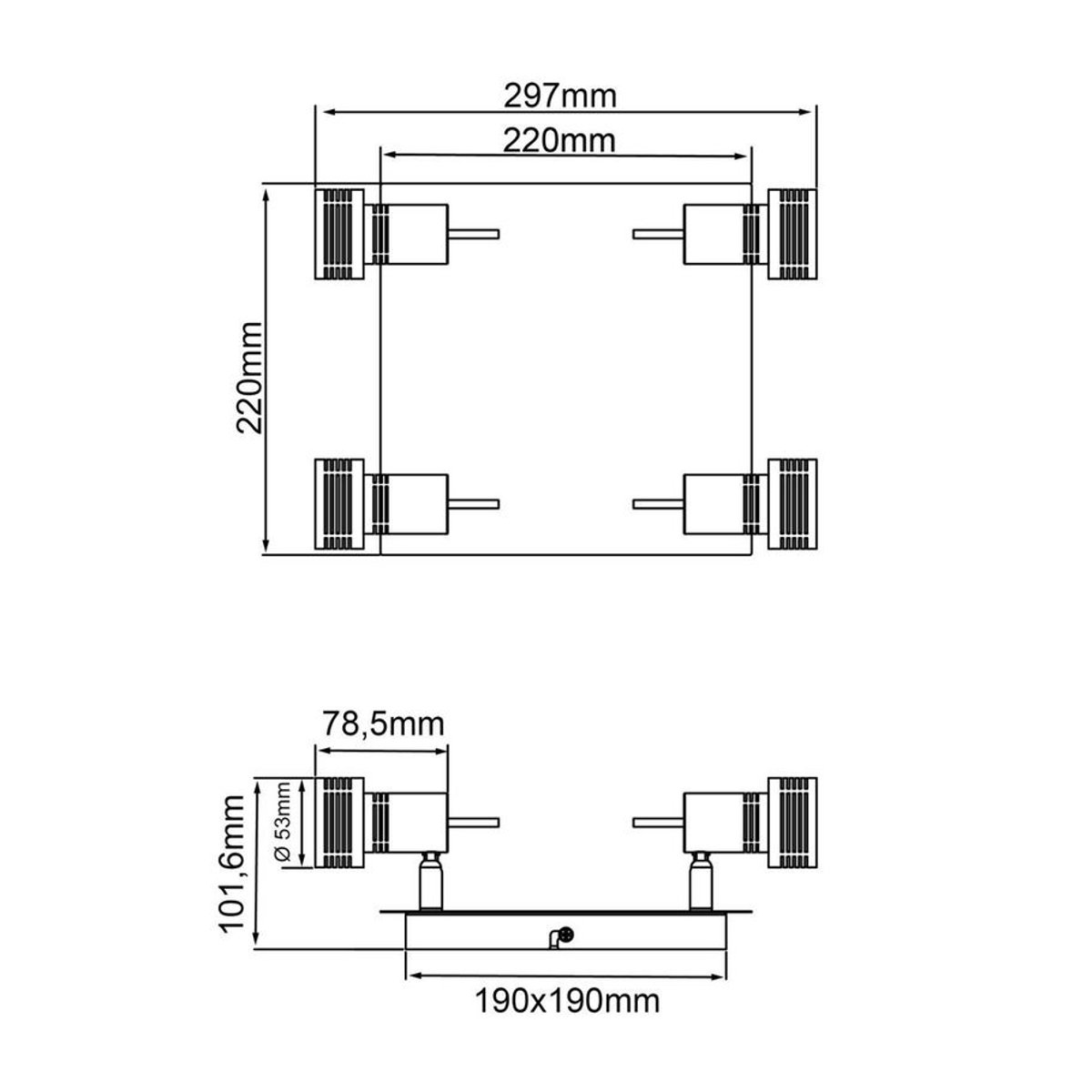 Brilliant Deckenstrahler Kassandra LED Deckenspot aus Metall in Chrom, 4-flg, GU10, B/H/L: 22 x 10,5 x 22 cm - Bild 1