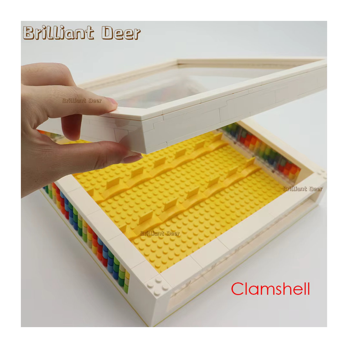 Brilliant Deer MOC Clamshell Wandmontierbare Display Box für Stadtfiguren aus transparentem Kunststoff mit Staubschutz und Ständern - Bild 5