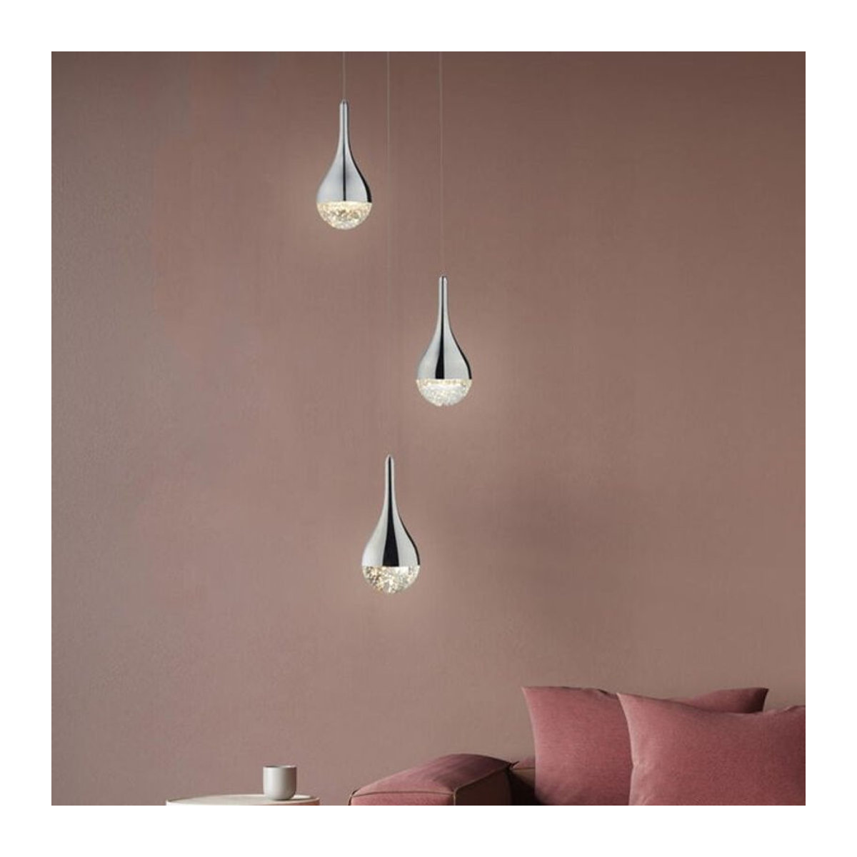 BRILLIANT Frizzante LED Pendelleuchte 3-flammig in Chrom, warmweiß, dimmbar mit EasyDim Technologie - Bild 2