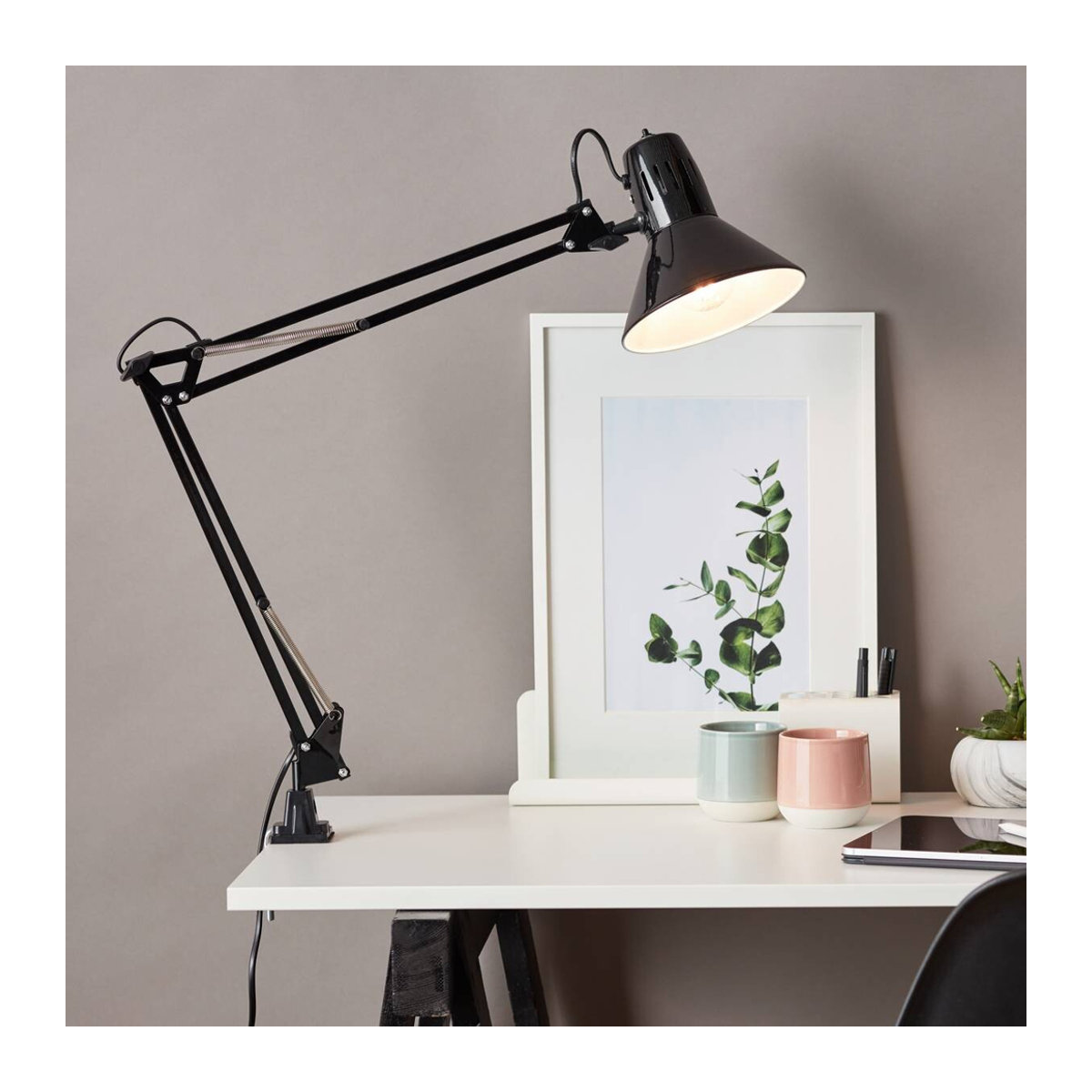 Brilliant Klemmleuchte Hobby 10802/06 in Schwarz aus Metall mit E27 Fassung im Industrial Design B/H/T: 17 x 70 x 65 cm - Bild 2