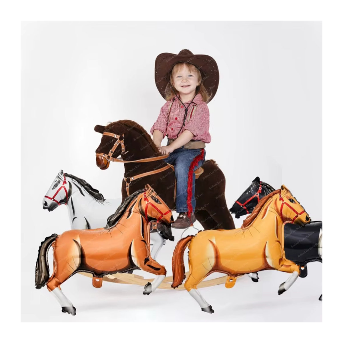 Brilliant life Pferdeballon-Set aus Aluminiumfolie in Mehrfarbig, 4-teilig, Höhe: 76,2 cm, ideale Dekoration für Babyparty, Kindergeburtstag oder Cowboy-Themenpartys - Bild 4
