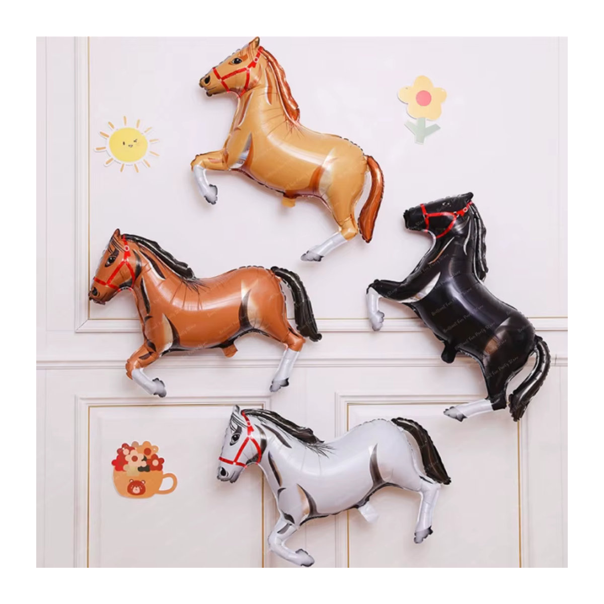 Brilliant life Pferdeballon-Set aus Aluminiumfolie in Mehrfarbig, 4-teilig, Höhe: 76,2 cm, ideale Dekoration für Babyparty, Kindergeburtstag oder Cowboy-Themenpartys - Bild 5