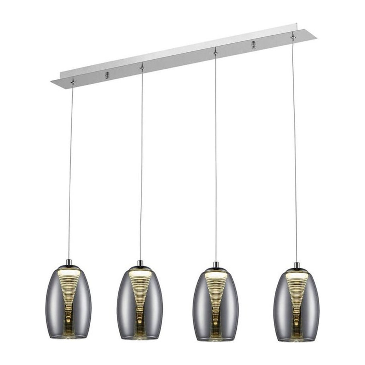 BRILLIANT Metropolis LED Pendelleuchte 4-flammig in Chrom und Rauchglas mit integrierten COB LEDs, dimmbar via EasyDim, warmweiß, 500lm - Bild 1