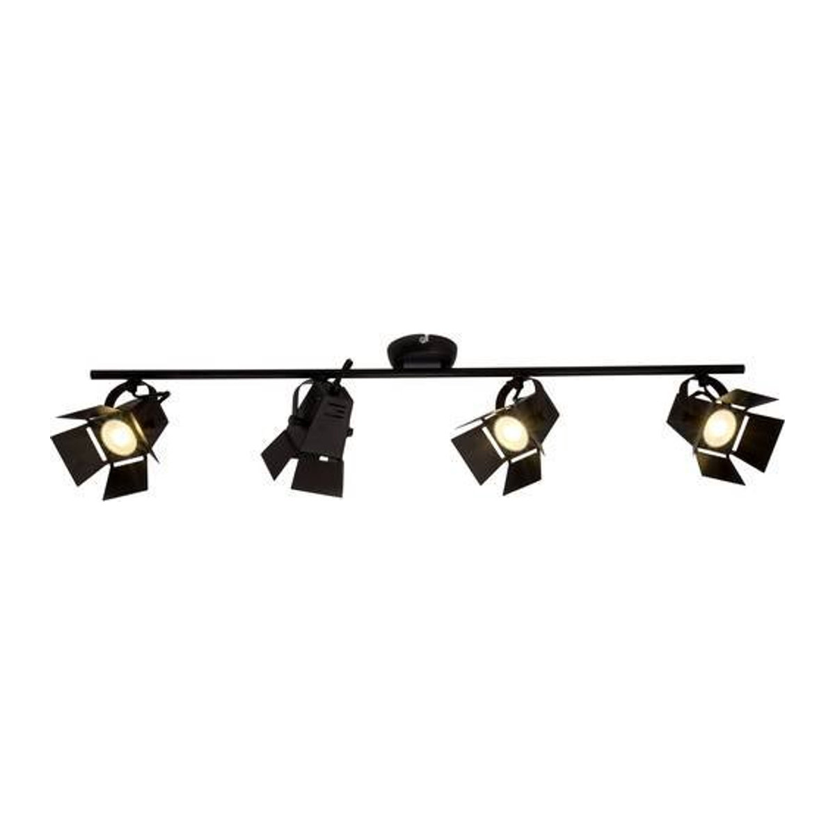 Brilliant Movie LED Deckenspot 4-flügliges Spotrohr Schwarz Matt mit 4x GU10 LED-Reflektorlampen Warmweiß - Bild 1