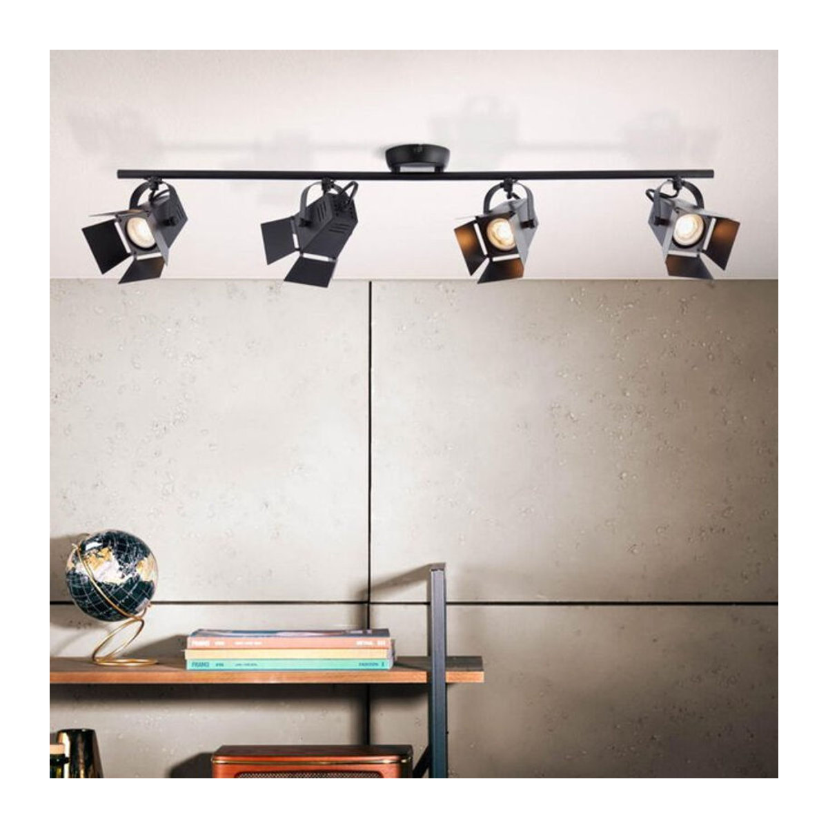 Brilliant Movie LED Deckenspot 4-flügliges Spotrohr Schwarz Matt mit 4x GU10 LED-Reflektorlampen Warmweiß - Bild 2