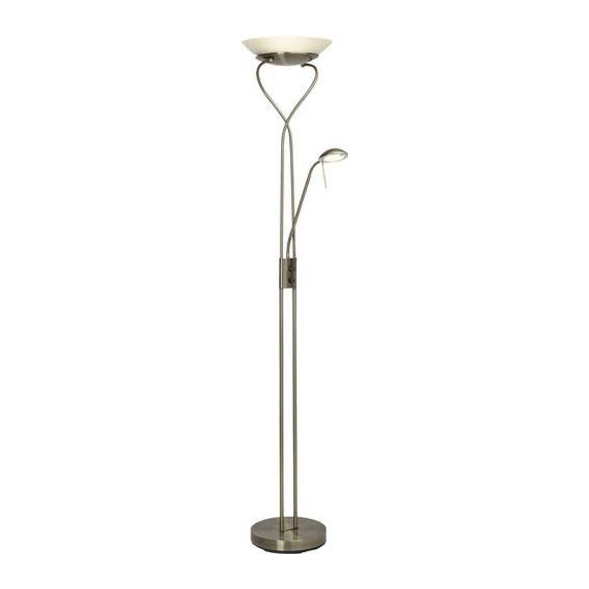 Brilliant Ollie LED-Deckenfluter mit Lesearm in Messing Antik, 18W, Warmweiß - Bild 1