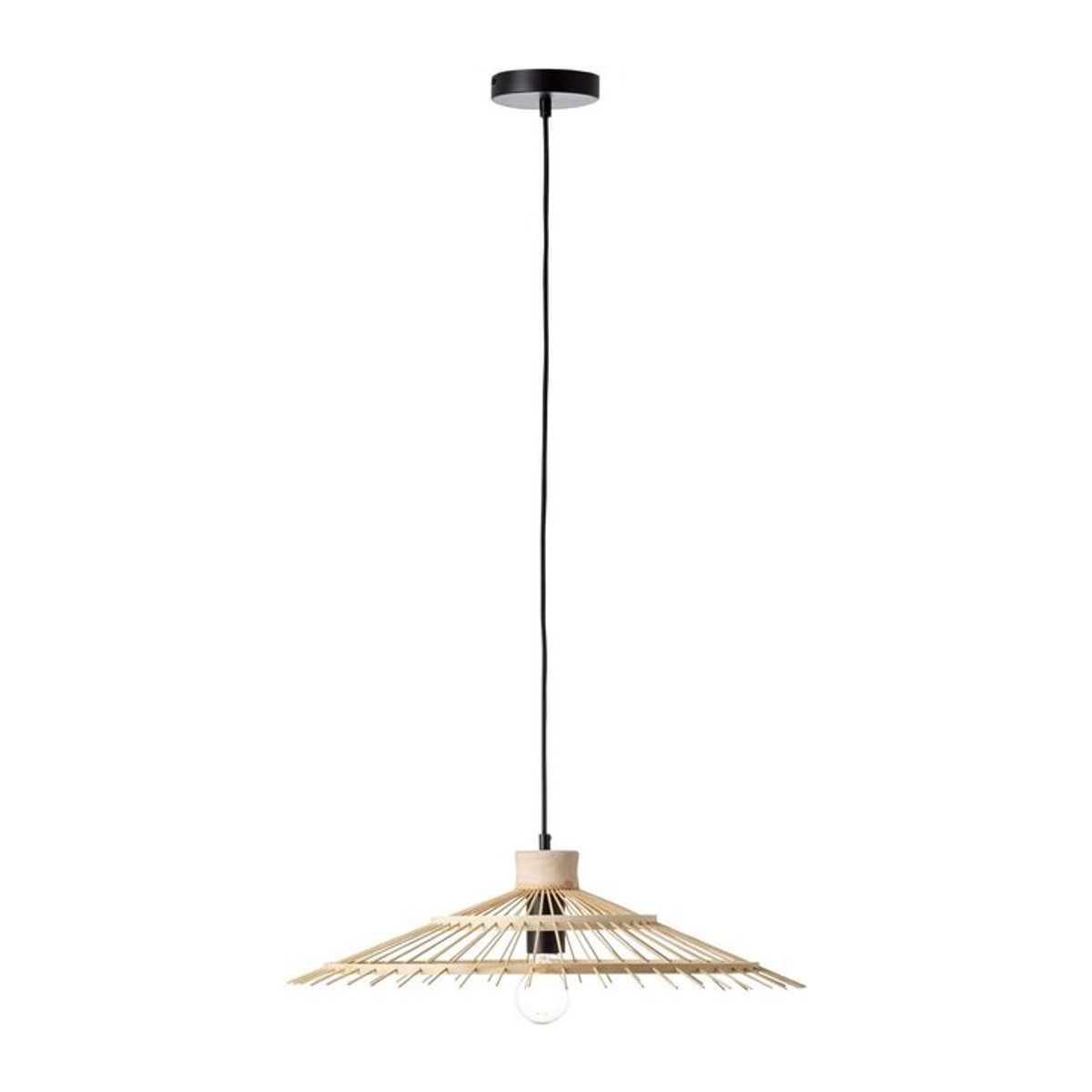 Brilliant Pirae Pendelleuchte 1-flächig Schwarz/Natur mit Bambus und Metall, E27, höhenverstellbar - Bild 1
