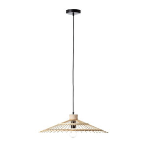 Brilliant Pirae Pendelleuchte 1-flächig Schwarz/Natur mit Bambus und Metall, E27, höhenverstellbar