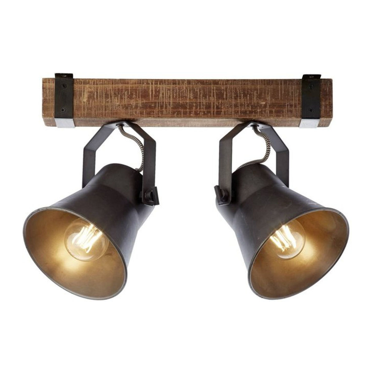 Brilliant Plow Deckenleuchte 2-flammiger Spotbalken in Schwarz aus Metall und Holz mit E27 Fassung B/H/T: 40 x 24 x 17 cm - Bild 1