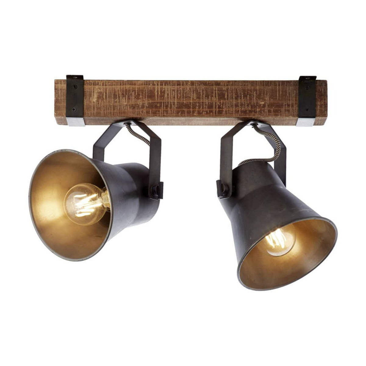 Brilliant Plow Deckenleuchte 2-flammiger Spotbalken in Schwarz aus Metall und Holz mit E27 Fassung B/H/T: 40 x 24 x 17 cm - Bild 2