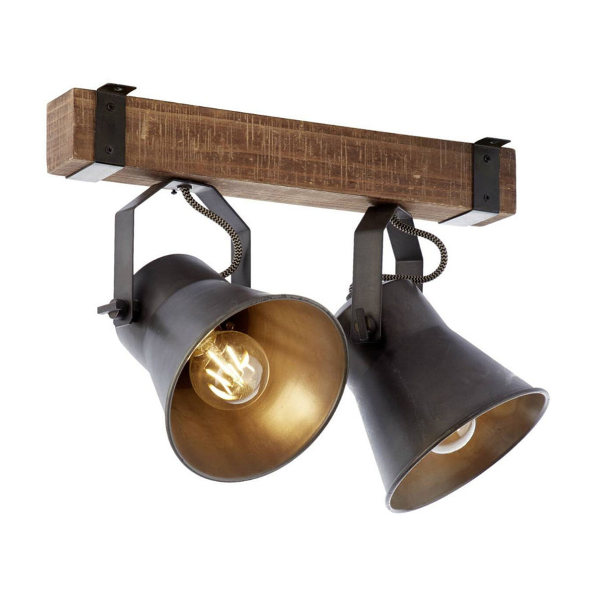 Brilliant Plow Deckenleuchte 2-flammiger Spotbalken in Schwarz aus Metall und Holz mit E27 Fassung B/H/T: 40 x 24 x 17 cm - Bild 3
