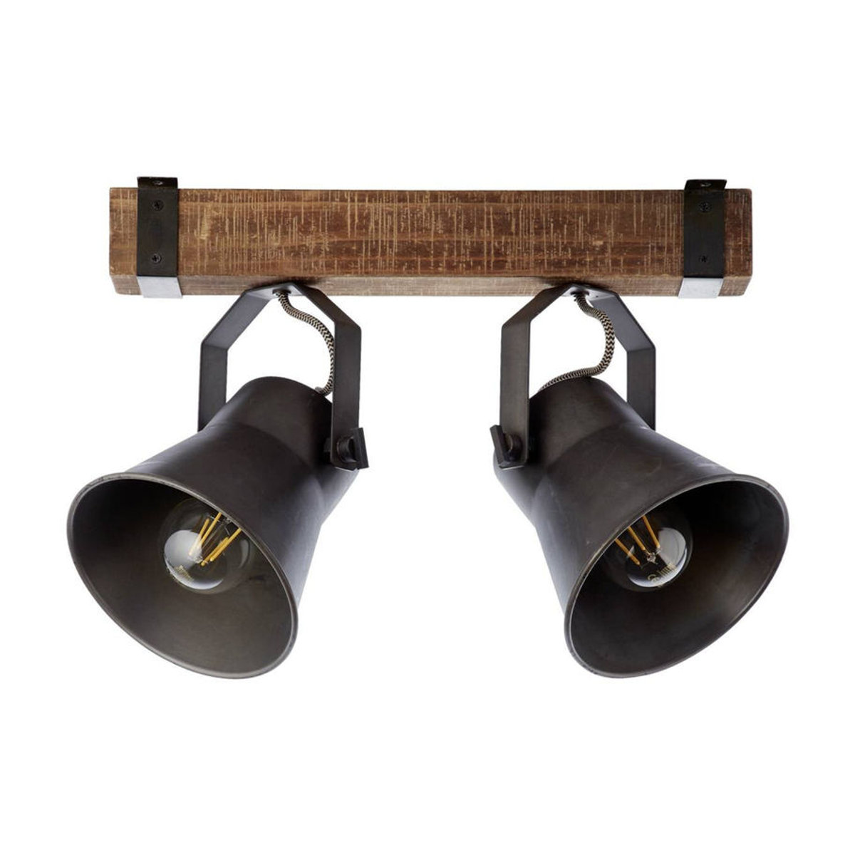Brilliant Plow Deckenleuchte 2-flammiger Spotbalken in Schwarz aus Metall und Holz mit E27 Fassung B/H/T: 40 x 24 x 17 cm - Bild 4