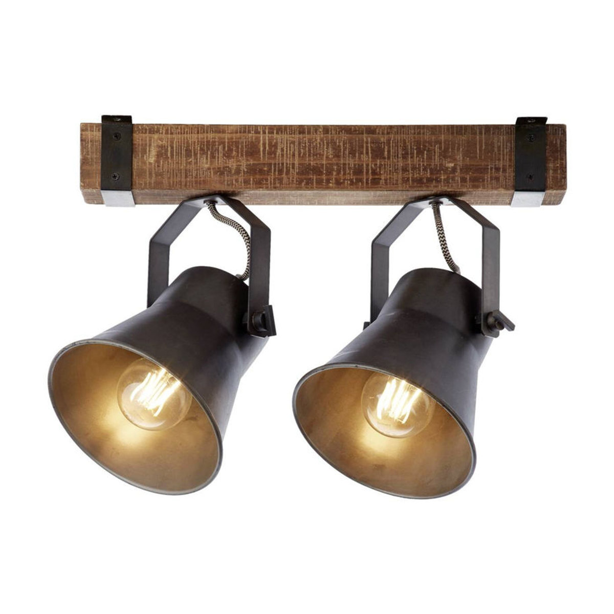Brilliant Plow Deckenleuchte 2-flammiger Spotbalken in Schwarz aus Metall und Holz mit E27 Fassung B/H/T: 40 x 24 x 17 cm - Bild 5