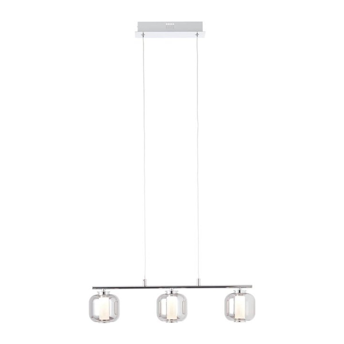 BRILLIANT Rafa LED Pendelleuchte 3-flammiger Balken in Chrom und Rauchglas, Warmweiß, 697lm - Bild 1