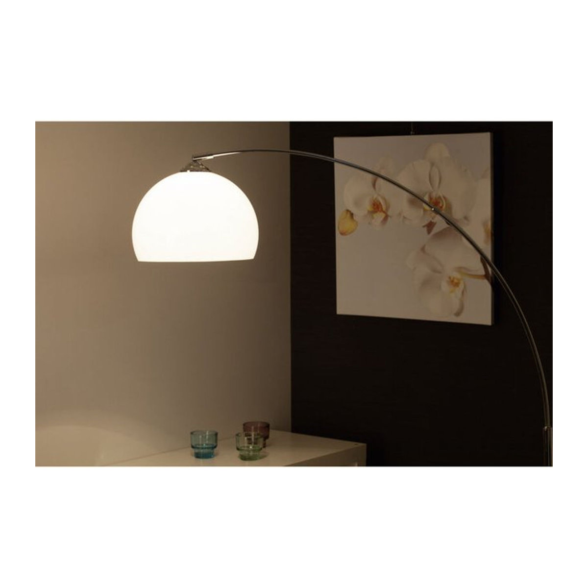 Brilliant Vessa Bogenstandleuchte Modern Chrom Weiß E27 60W Höhe: 170 cm - Bild 1