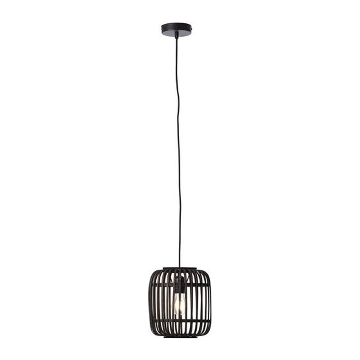 BRILLIANT Woodrow Pendelleuchte 1-flammig, Schwarz/Holzfarben dunkel, E27, 60W, Durchmesser: 21 cm - Bild 1