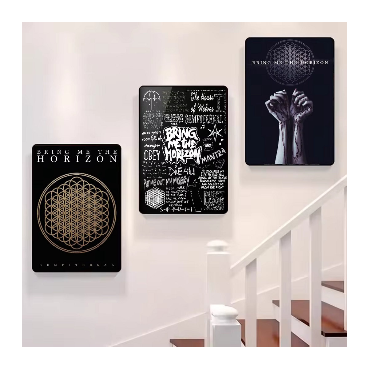 Bring Me The Horizon Rock Band Poster HD-Kunst mit Typografie und geometrischem Design, mehrfarbig, rechteckig, Hochformat - Bild 4