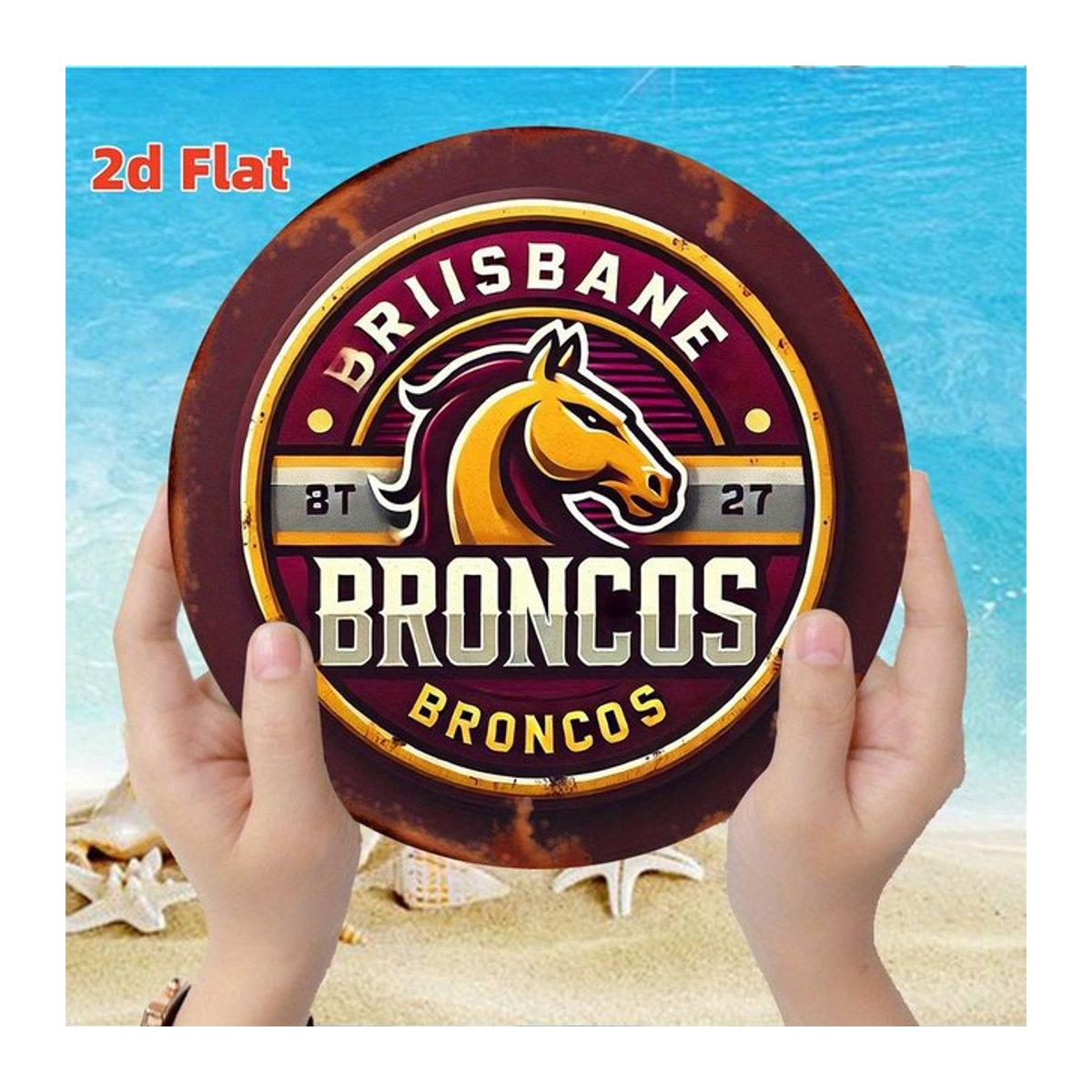 Brisbane Broncos Logo Vintage Metallblechschild Reus, mehrfarbig, B/B/B: 20,3 x 20,3 x 0,2 cm - Bild 1
