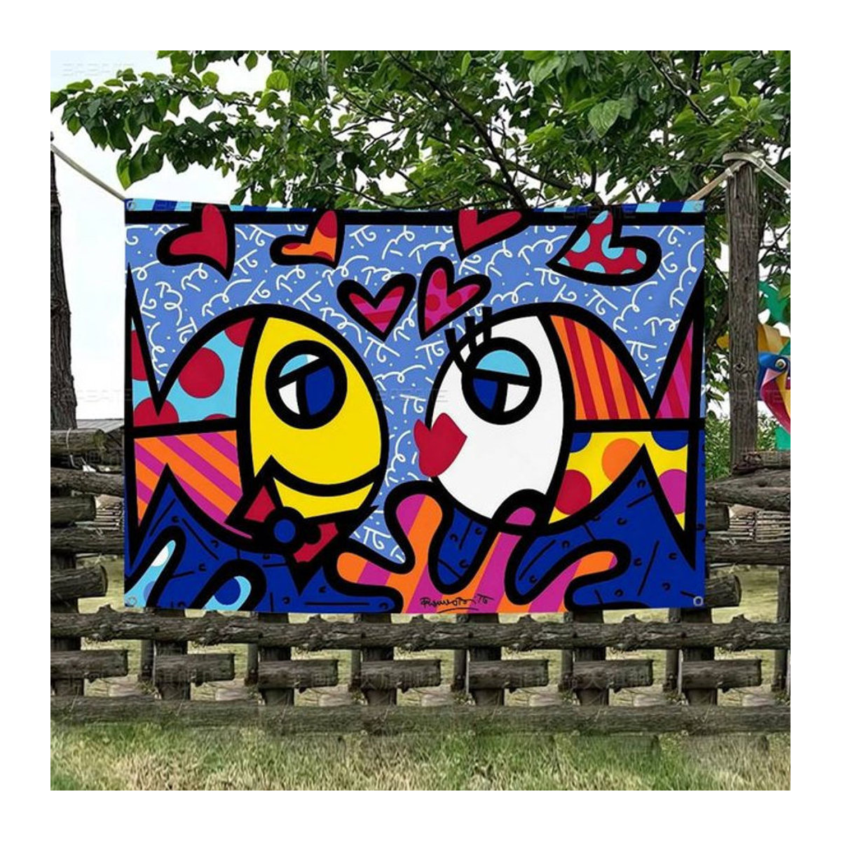 Britto Wandbehang mit Tier-Motiv in abstrakter Cartoon-Optik, mehrfarbig, Textil-Banner zur Wanddekoration - Bild 1