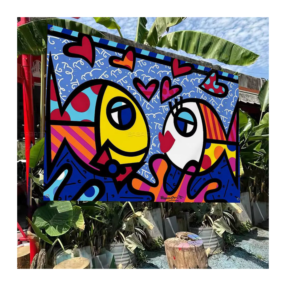 Britto Wandbehang mit Tier-Motiv in abstrakter Cartoon-Optik, mehrfarbig, Textil-Banner zur Wanddekoration - Bild 2