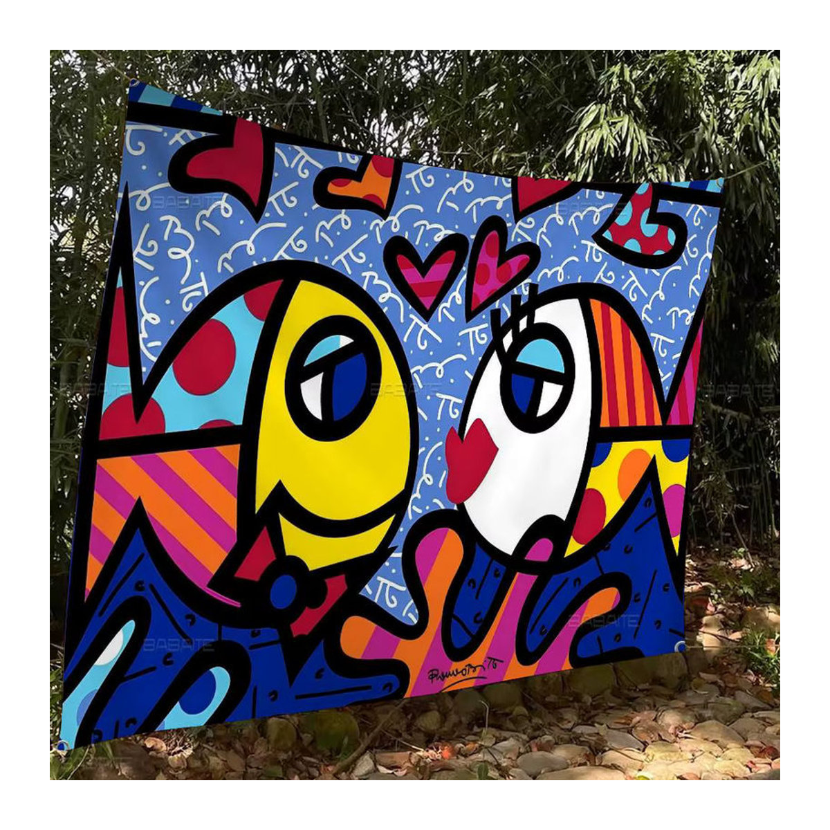 Britto Wandbehang mit Tier-Motiv in abstrakter Cartoon-Optik, mehrfarbig, Textil-Banner zur Wanddekoration - Bild 3