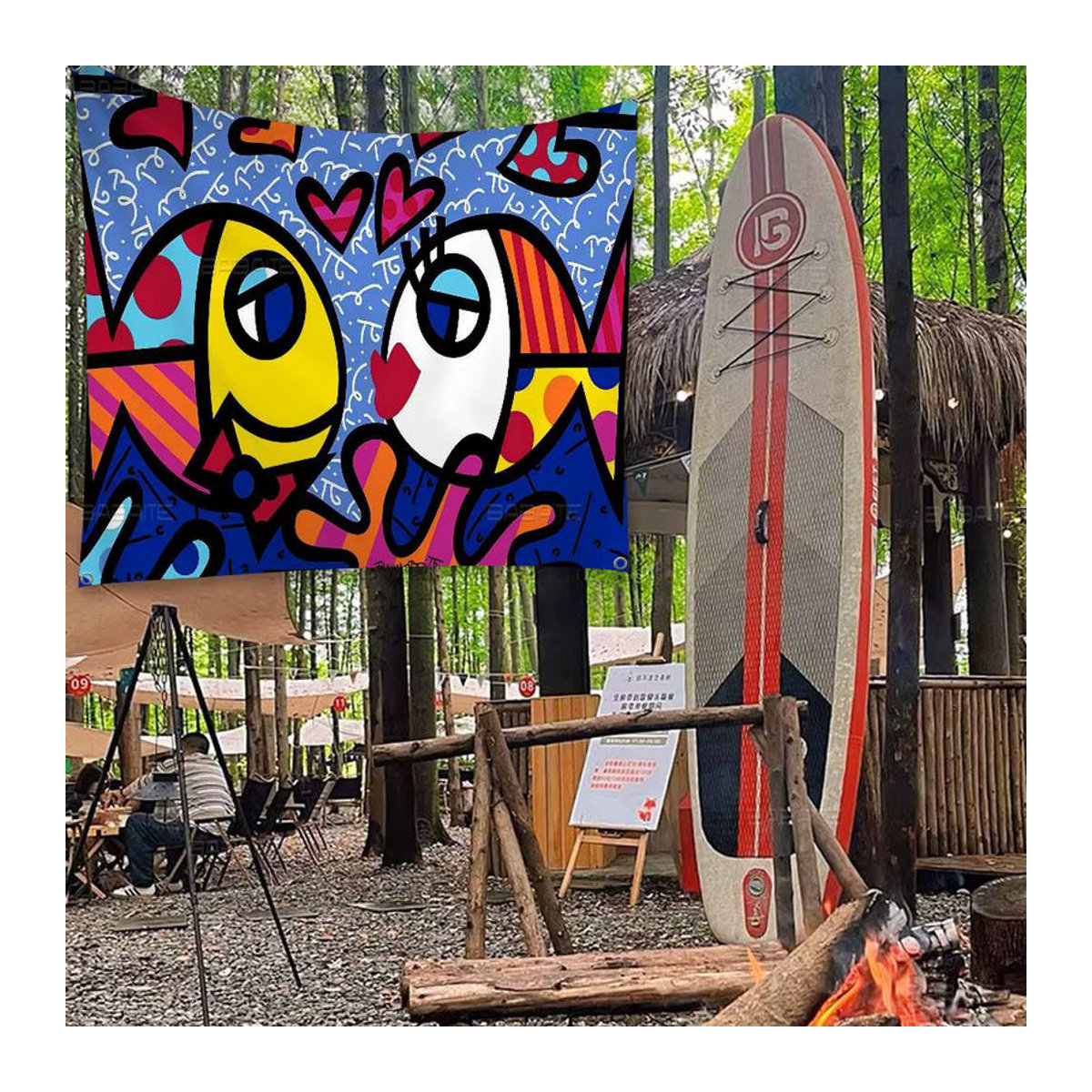 Britto Wandbehang mit Tier-Motiv in abstrakter Cartoon-Optik, mehrfarbig, Textil-Banner zur Wanddekoration - Bild 4