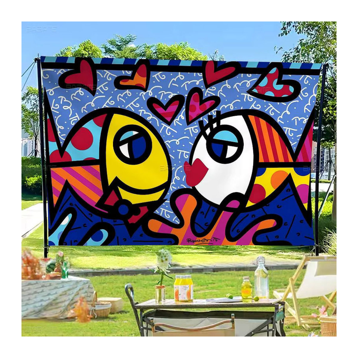 Britto Wandbehang mit Tier-Motiv in abstrakter Cartoon-Optik, mehrfarbig, Textil-Banner zur Wanddekoration - Bild 5