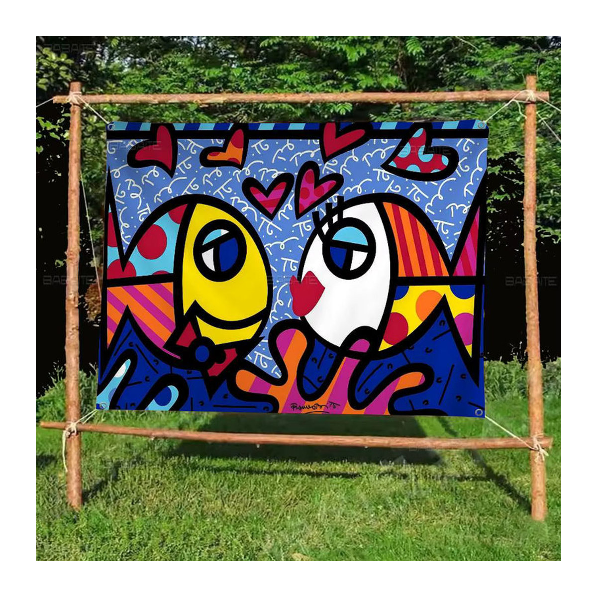 Britto Wandbehang mit Tier-Motiv in abstrakter Cartoon-Optik, mehrfarbig, Textil-Banner zur Wanddekoration - Bild 6