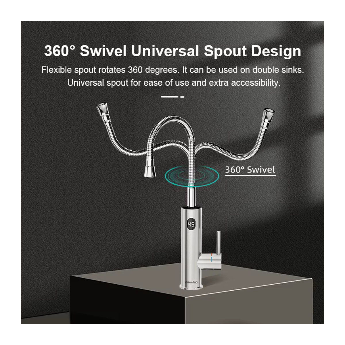 Briwellna Instant-Warmwasserhahn 2-in-1 Durchlauferhitzer aus Edelstahl mit universellem Auslauf 220 V - Bild 2
