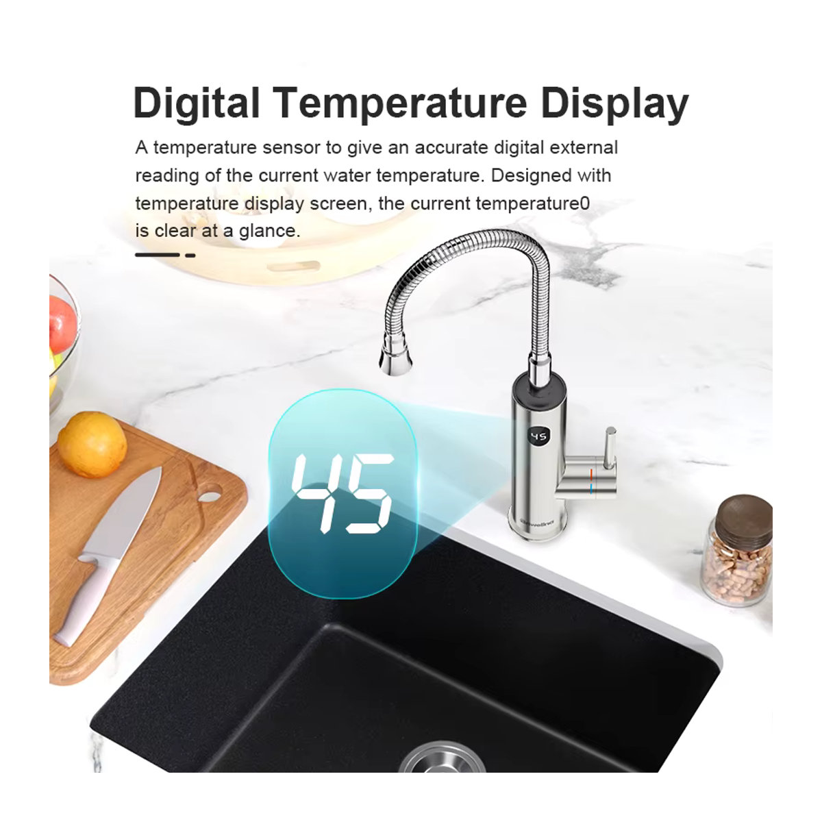 Briwellna Instant-Warmwasserhahn 2-in-1 Durchlauferhitzer aus Edelstahl mit universellem Auslauf 220 V - Bild 4
