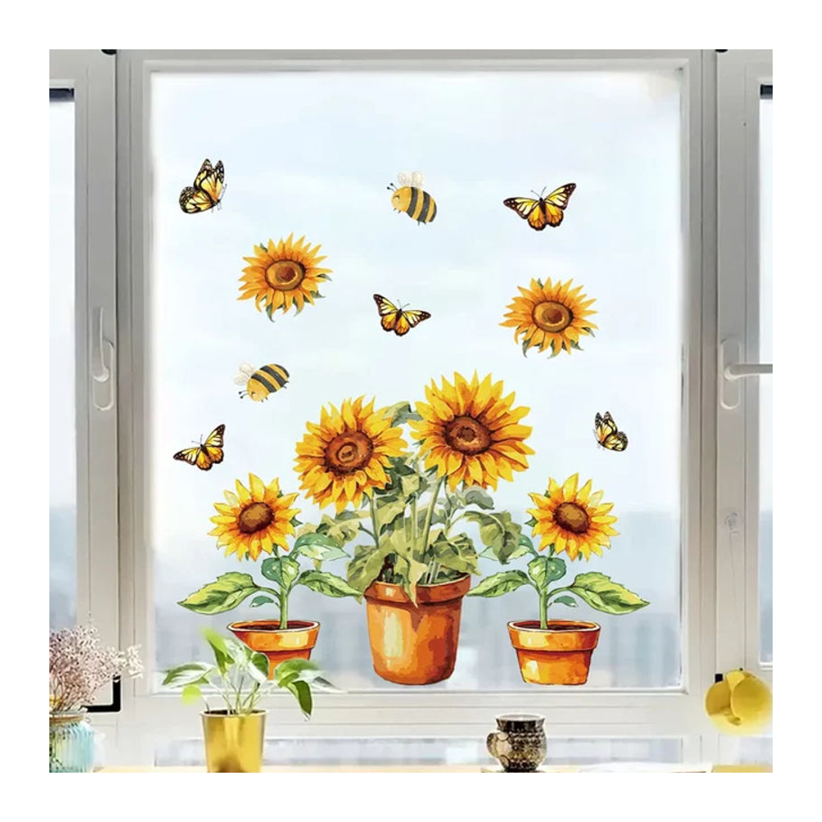 BRUP Aquarell Blumen Wandtattoos für Schlafzimmer und Wohnzimmer, Florale Wandaufkleber in Mehrfarbig, Unregelmäßiges Design - Bild 1