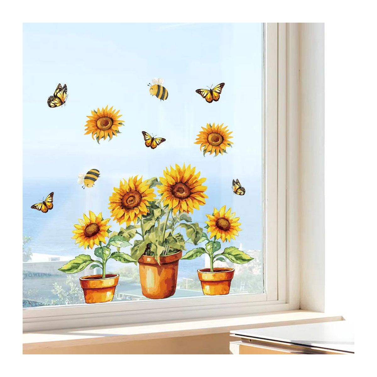 BRUP Aquarell Blumen Wandtattoos für Schlafzimmer und Wohnzimmer, Florale Wandaufkleber in Mehrfarbig, Unregelmäßiges Design - Bild 2