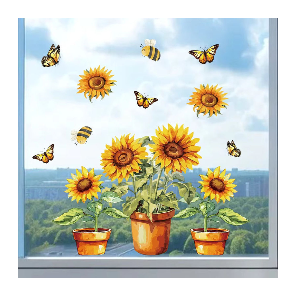BRUP Aquarell Blumen Wandtattoos für Schlafzimmer und Wohnzimmer, Florale Wandaufkleber in Mehrfarbig, Unregelmäßiges Design - Bild 3