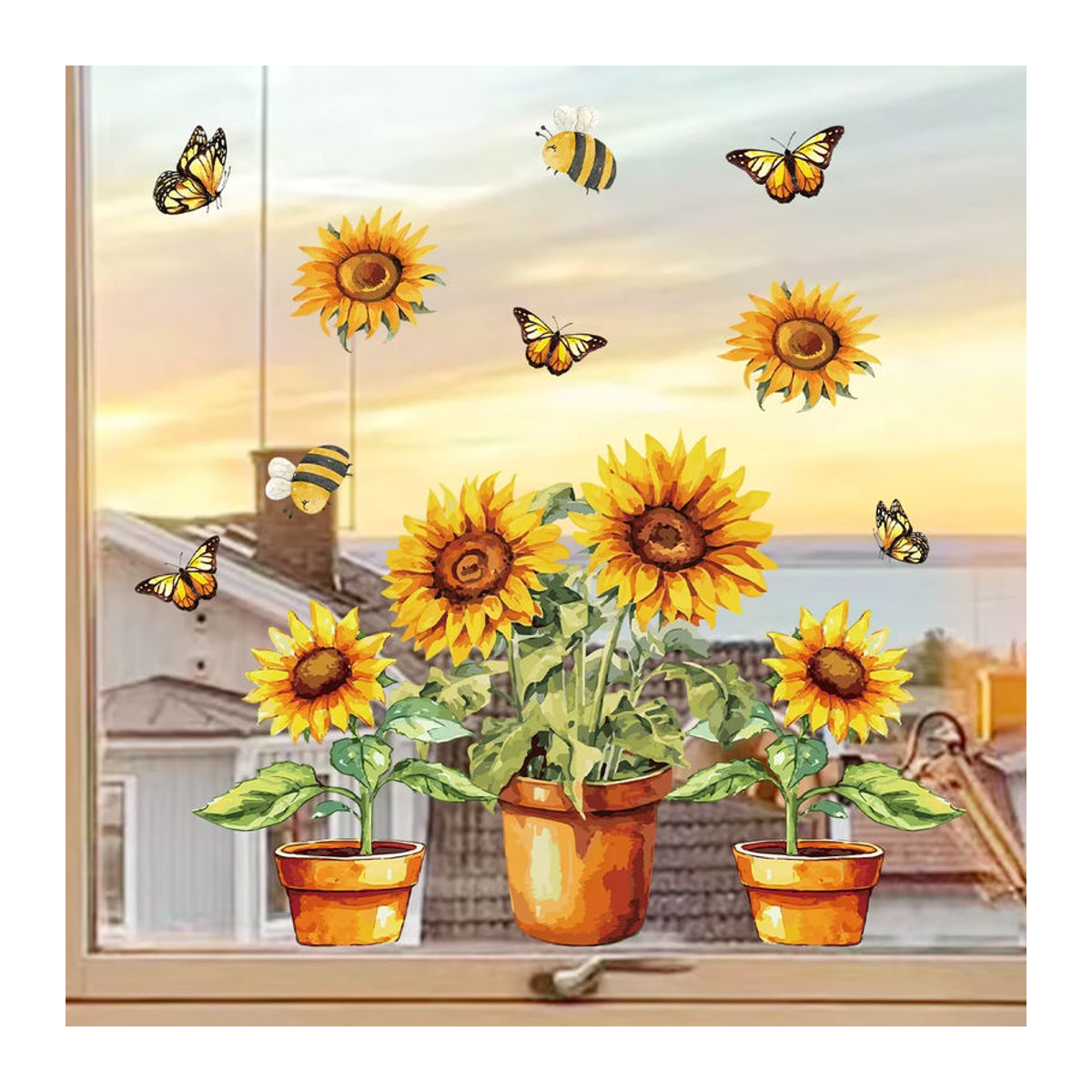 BRUP Aquarell Blumen Wandtattoos für Schlafzimmer und Wohnzimmer, Florale Wandaufkleber in Mehrfarbig, Unregelmäßiges Design - Bild 4