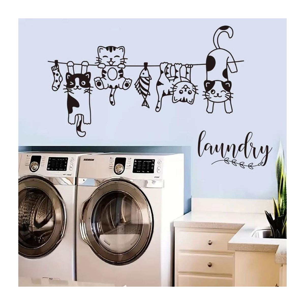 BRUP Cartoon Katze Wandaufkleber in Schwarz für Babyzimmer und Kinderzimmer - Bild 3