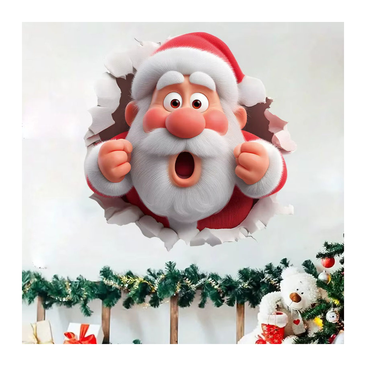 BRUP Cartoon Santa Claus Wandaufkleber aus PVC für Weihnachten, mehrfarbig, abnehmbar für Schlafzimmer, Wohnzimmer und Flur - Bild 2
