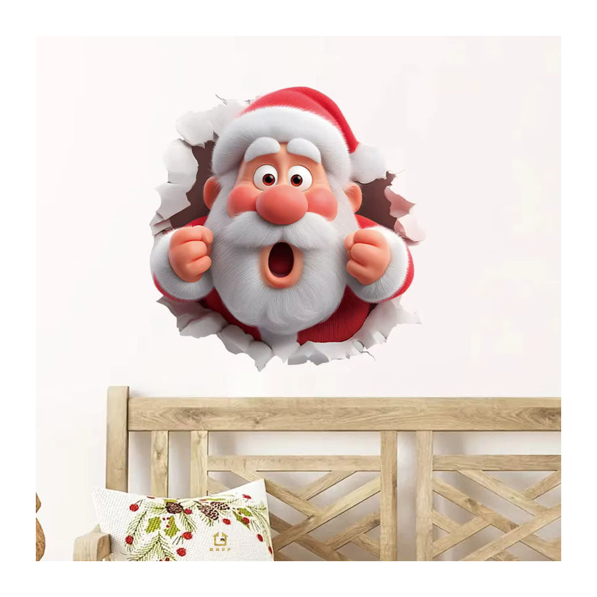 BRUP Cartoon Santa Claus Wandaufkleber aus PVC für Weihnachten, mehrfarbig, abnehmbar für Schlafzimmer, Wohnzimmer und Flur - Bild 3